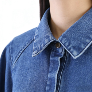 AeeDenim Camicetta <span class=keywords><strong>Chic</strong></span> Vintage da <span class=keywords><strong>Donna</strong></span> a Maniche Lunghe con Ricami, Top Casual in Denim Ecologico - Product Image 3