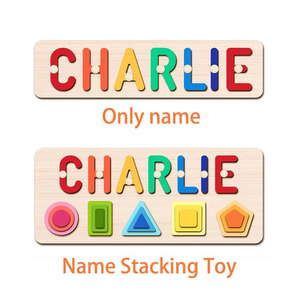 Juguete de madera apilable con letras y formas coloridas personalizadas para el aprendizaje de los niños - Product Image 1
