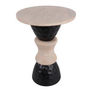 Tavolino Moderno Rotondo in Legno con Base Martellata, Stile Rustico, per Soggiorno o Camera da Letto - Product Image 3