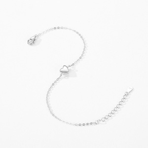 S925 sterling silver polished heart-shaped minimalist <b>bracelet</b>, a fashionable gift for women Customizable copper version - Product Image 4