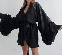 Enyami-Ensemble Cardigan Décontracté pour Femme, à Manches Bouffantes, Élégant, Mini Robe Jupe pour Fille, 2 Pièces