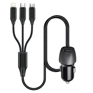 3-in-1 Car Charger 17W Fast Charging For All Phone With Car Charger With 1.8M Weave Cable Usbc Car Charger Charging Adapters