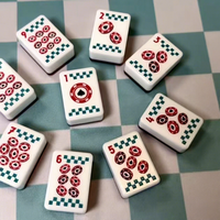 Juego de Mahjong Coleccionable Europeo Antiguo con Diseño Tropical de Flamencos y Arte Botánico, Fichas de Mahjong Americanas con Borde Decorativo