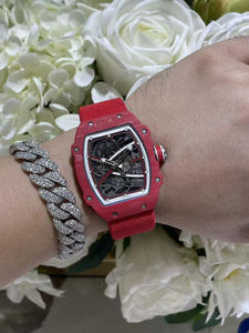 Reloj Tourbillon Mecánico Automático Deportivo Rojo de Fibra de Carbono Ultrafino de Alta Calidad con Diseño Rectangular de Diseñador de Moda - Product Image 3