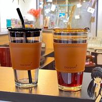 Style coréen moderne 450ml Aurora verre Double tasse à boire coloré paille café thé lait tasse couvercle nouveau Design pour l'utilisation de l'eau