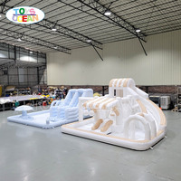 Toboggan gonflable neutre crème, blanc uni pastel, pour aire de jeux intérieure/extérieure, parc aquatique, PVC, pour anniversaire de tout-petit, fête prénatale