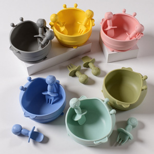 Bol en silicone personnalisé avec logo, résistant à la chaleur, sans BPA, double poignée, qualité alimentaire, pour bébés et tout-petits, vaisselle pour repas, cadeau - Product Image 1