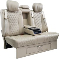 Siège banquette en cuir VIP de luxe pour Mercedes Sprinter Van avec surpiqûres en diamant et tiroir de rangement