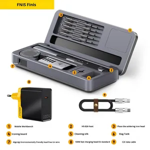 FNIRSI Smart-Lötkolben HS-02 aus Aluminiumlegierung und Kunststoff, 100-450°C, 2S Aufheizzeit, 9V-24V, 100W, mobiles Werkbank-Aufbewahrungsbox-Set für - Product Image 5