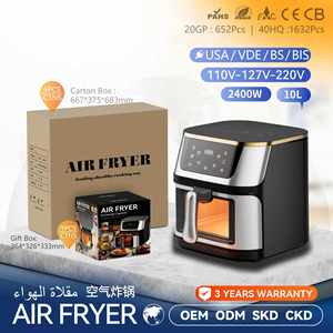 Friteuse à air multifonctionnelle en acier inoxydable pour usage domestique et commercial, avec fenêtre de visualisation, 8L 10L 12L 15L - Product Image 3