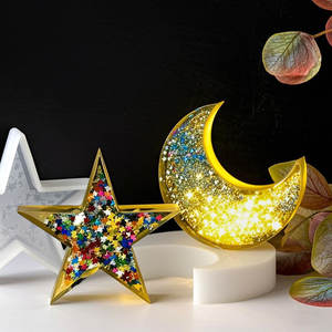 قالب نجوم القمر قالب منحني للقمر علاج بالروائح العطرية قالب سيليكون الجص ديي بالتنقيط الغراء الحلي الكاشطة - Product Image 2