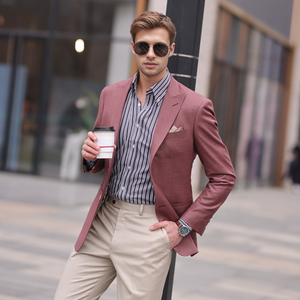 LCBZ personalizzato su misura all'ingrosso chiaro blu Casual vestito bella <span class=keywords><strong>giacca</strong></span> singola per gli uomini - Product Image 2