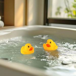 Custom Logo Float & Squeak Mini Plastic PVC Duck Baby <b>Bath</b> Sound Shower Toys for Kids - Product Image 4