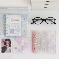 Mini classeur A7 transparent à 6 anneaux, style coréen, en PVC souple, pour album photo et rangement de matériel de nail art