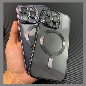 เคสชาร์จไร้สายระบบแม่เหล็ก,เคสใสเคลือบหรูหราสำหรับ <span class=keywords><strong>iPhone</strong></span> 14 <span class=keywords><strong>13</strong></span> 12 11 Pro Max ฝาครอบป้องกันเลนส์ซิลิโคนเนื้อนิ่ม - Product Image 6