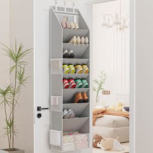 Multifunctional Foldable Iron Door Hanging <b>Shoe</b> Organizer Bag Five Layers Non-woven Fabric Deep Compartments Everyday Use - Product Image 3