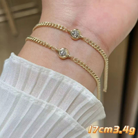 Parure de bijoux en or massif 18K AU750, boucles d'oreilles clous étincelantes effet glace pilée, bagues, collier, bracelet, bijoux délicats empilables