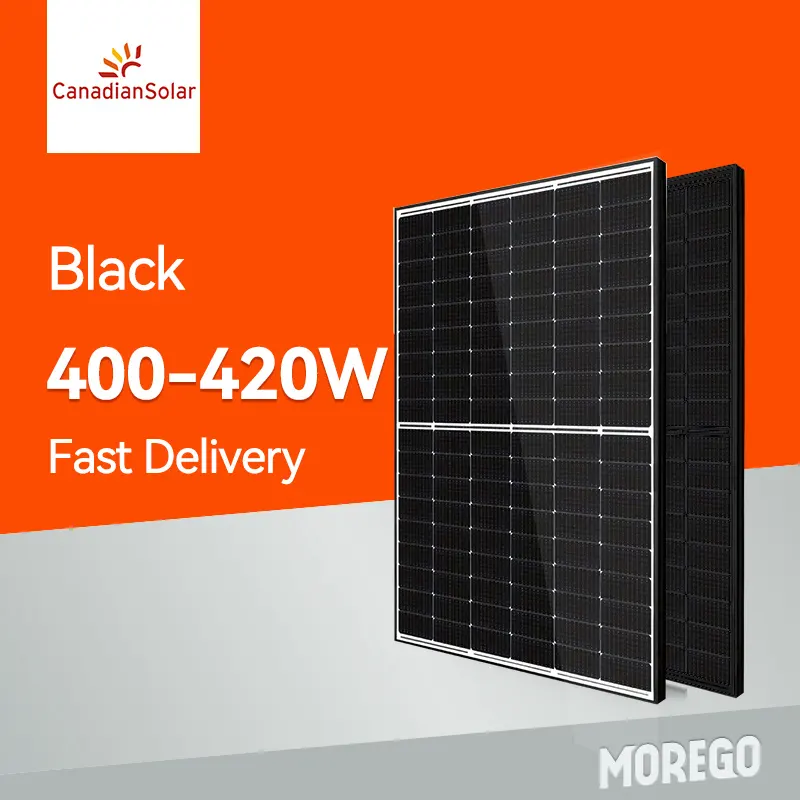 Painéis solares fotovoltaicos canadenses moldura preta e costas pretas 400 w 395W 405w 400 watt painel solar preço em estoque
