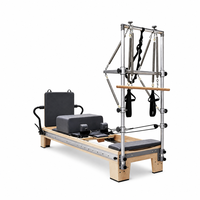 Machine de Pilates Reformer en bois de chêne à plateau semi-élevé avec tour, équipement de qualité professionnelle pour studio et salle de sport à domicile