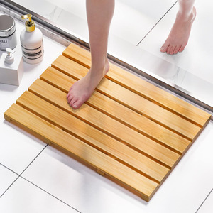 Alfombra de Baño de Bambú Rectangular Antideslizante, Alfombra de Ducha de Diseño Nórdico - Product Image 1