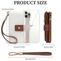 Dompet Wanita Kulit Anti RFID Multi Slot Tempat Kartu Dengan Tali Pergelangan Tangan Lepas Pasang Dompet Koin Clutch