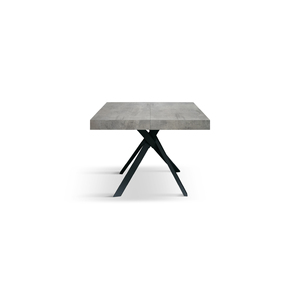 Fulvio Extendable <b>Table</b> 95 To 145 Cm Cement Grey Melamine <b>Top</b> Black Crossed Legs Indoor Use - Product Image 1