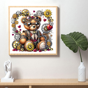 Pittura Diamante Creativa Personalizzata 30x30cm a Forma di Orso per Decorazione Soggiorno, Pittura Diamante a Forma Speciale con Cristalli per Decorazione Murale - Product Image 3