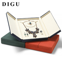 Boîte à bijoux en microfibre suédée DIGU BH065, logo personnalisé, boîte cadeau en velours de haute qualité pour mariage, boîte pour ensemble de collier et pendentif