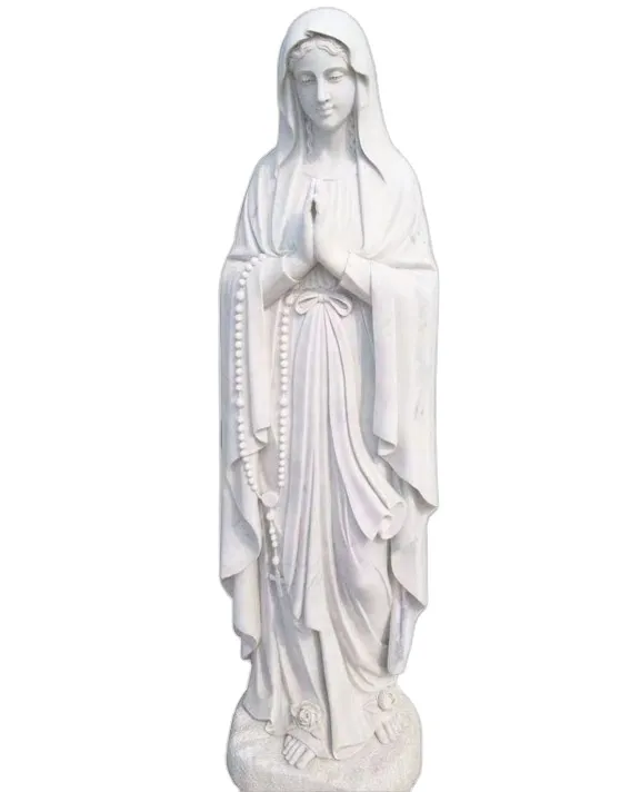 Statua della madre della scultura della figura lucidata intagliata a mano in pietra di marmo naturale