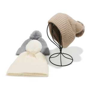 Landfond Otoño <span class=keywords><strong>Invierno</strong></span> <span class=keywords><strong>mujer</strong></span> nuevo <span class=keywords><strong>invierno</strong></span> sombrero de punto transfronterizo para <span class=keywords><strong>Amazon</strong></span> Europeo Americano trenza rayas Plaid oreja <span class=keywords><strong>gorros</strong></span> - Product Image 5