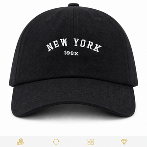 Casquette de baseball unisexe en velours de coton, non structurée, à profil bas, réglable, avec logo brodé personnalisé, style ethnique, effet vieilli et délavé, style 'Dad' - Product Image 1