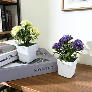 Cinq œillets artificiels en pot, plantes en pot carrées de 14 cm, décoration intérieure, ornement de bureau, fausse fleur, décoration de bonsaï - Product Image 2