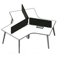 Projekt Grad Drei Sitze Modular Weiß MFC Büromöbel Schreibtisch Personal tisch mit Schreibtisch montierten Bildschirm Büroarbeit plätze