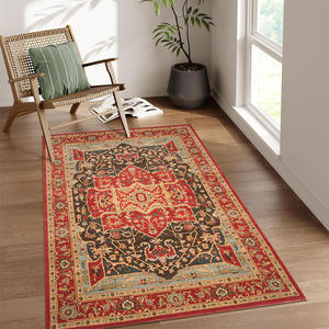 Tapis de style persan rectangulaire à motif médaillon en fibre de polyester facile à nettoyer pour la décoration du salon à la maison - Product Image 3