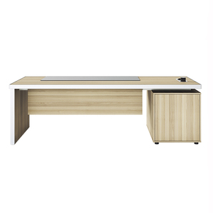 컨버터블 서랍 캐비닛이있는 현대 상업용 가구 메이플 우드 비서 컴퓨터 사무실 책상 테이블 - Product Image 6