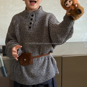 Pull tricoté décontracté ample pour enfants, style coréen, couleur unie, collection automne 2026 - Product Image 2