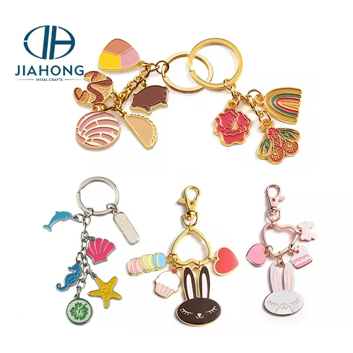 Free Sample Simulated Food Flower 3d Key Chains Mexico Metal Keychain Charms Custom Metal Keychain Key Rings with Logo