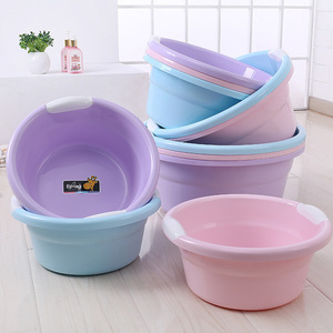 Plastic Wash Basin Round Pink For Household Use With Handles - Product Image 2