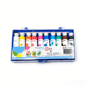 Vente en gros OEM, boîte en <span class=keywords><strong>plastique</strong></span> de 10 ml, ensemble de peinture <span class=keywords><strong>gouache</strong></span> de 10 couleurs pour la peinture artistique <span class=keywords><strong>sur</strong></span> toile et papier - Product Image 1