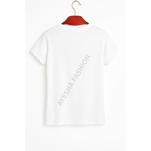 Camiseta media de algodón de manga de gran tamaño con estampado personalizado para mujer, decoración de logotipo de estilo informal básico de calle, transpirable de talla grande - Product Image 2
