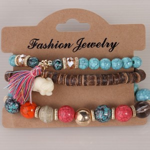 <b>Beaded</b> <b>Bracelets</b> Wood Tassel Charm Bohemia Style Unisex Gift HY-2736 - Product Image 3