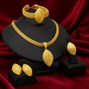 Популярный трансграничный набор украшений из сплава: колье, серьги, браслет, кольцо (4 предмета) в европейском, американском, африканском стиле для невесты - Product Image 4