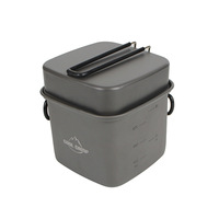 Ensemble de cuisine portable pliable en alliage d'aluminium anodisé, capacité 1-2L, poêle carrée pour camping en plein air, pêche, cyclisme