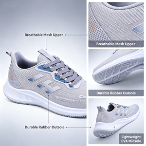 Chaussures de sport décontractées pour hommes et femmes, respirantes, en maille, semelle en PVC, confortables et respirantes, chaussures de sport personnalisées en usine - Product Image 4