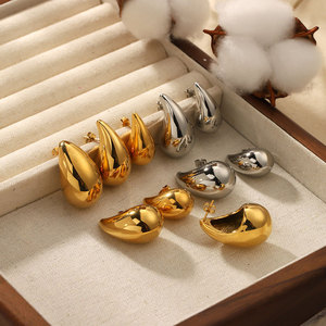 Pendientes Pequeños de Gota en Forma de Lágrima, Hipoalergénicos, Chapados en Oro de 14k y 18k, de Acero Inoxidable 316L, para Mujer - Product Image 3