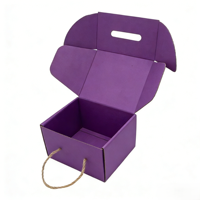 Boîte en carton ondulé orange avec poignée, style chapeau Steven Land, réutilisable, écologique, robuste, pour cadeaux, emballage en papier ondulé, design personnalisé