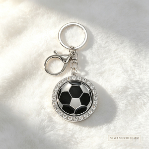 Sparkling Rhinestone Wrapped Rotatable Soccer Keychain Gold Plated Football Pendant <b>Key</b> <b>Ring</b> Sports Theme <b>Bag</b> Charm Gift - Product Image 4
