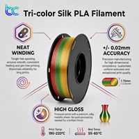 Becreative Filamen PLA+ Sutra Tricolor Terlaris 1.75mm 1KG Bahan Cetak 3D Kilap Tinggi Koekstrusi Pelangi