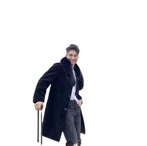 Manteau en cuir et <span class=keywords><strong>fourrure</strong></span> pour <span class=keywords><strong>homme</strong></span>, mi-long, en fausse <span class=keywords><strong>fourrure</strong></span> de vison, doublé de polaire, rembourré, chaud, pour hommes d'âge moyen et âgés - Product Image 3