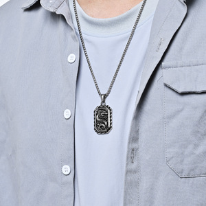 สร้อยคอจี้มังกรจีนสแตนเลสของขวัญ unisex เครื่องประดับสัตว์ออกแบบราศีสัตว์ PT579 - Product Image 2